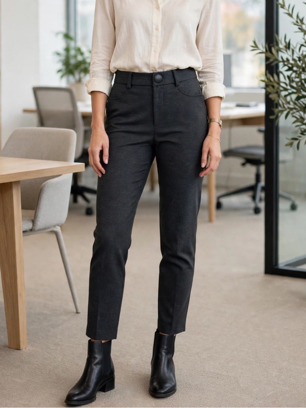 Zara Trafaluc Leggings Womens XS Charcoal Grey Ponte Trousers Pockets NWT